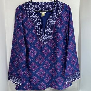 Vineyard vines shell print snapdragon long sleeve tunic blue and purple